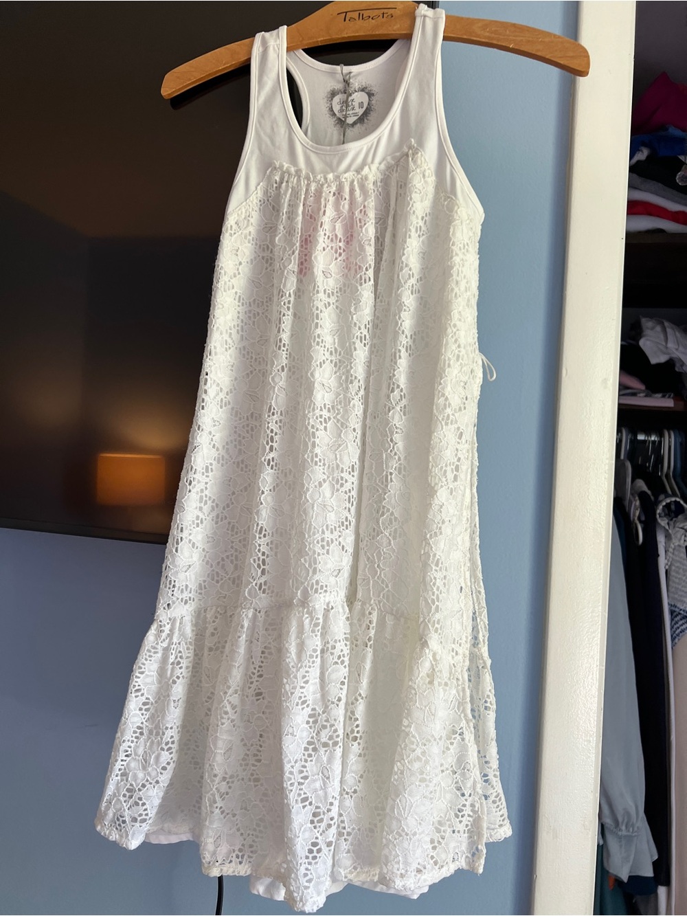 deux par deux White Lace Overlay Tank Dress